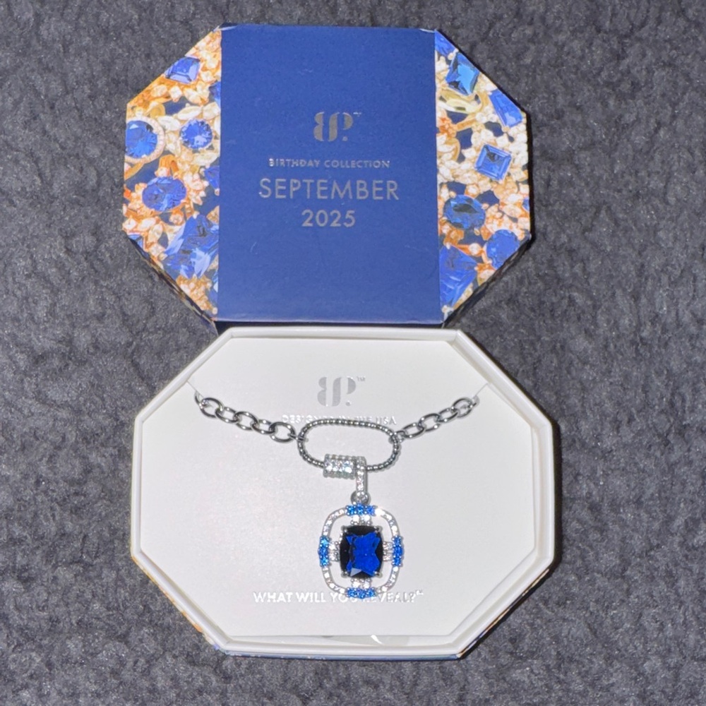BP Silver Necklace with Blue Gemstone